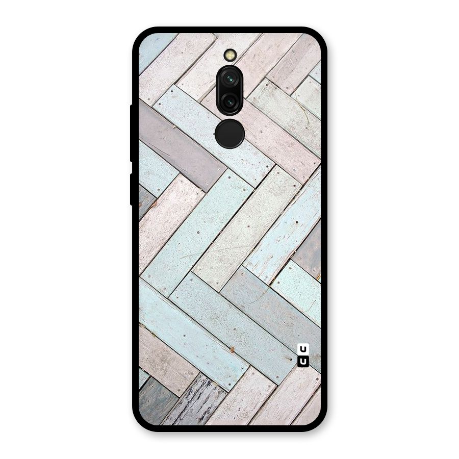 Wooden ZigZag Design Glass Back Case for Redmi 8