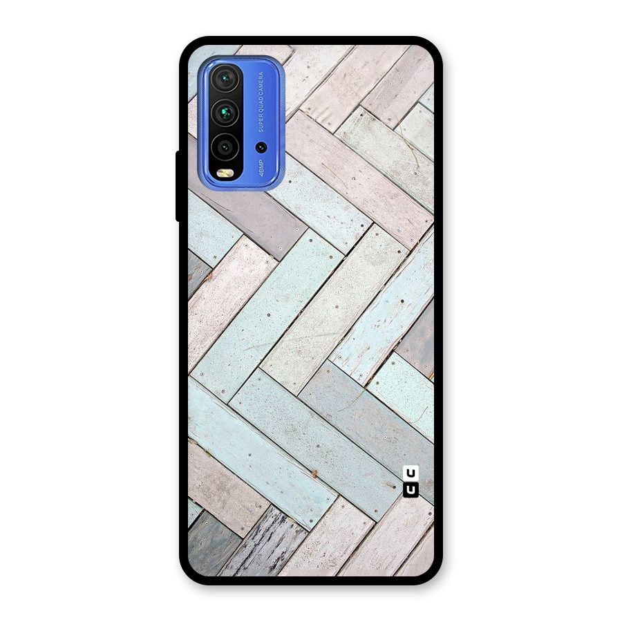Wooden ZigZag Design Glass Back Case for Redmi 9 Power
