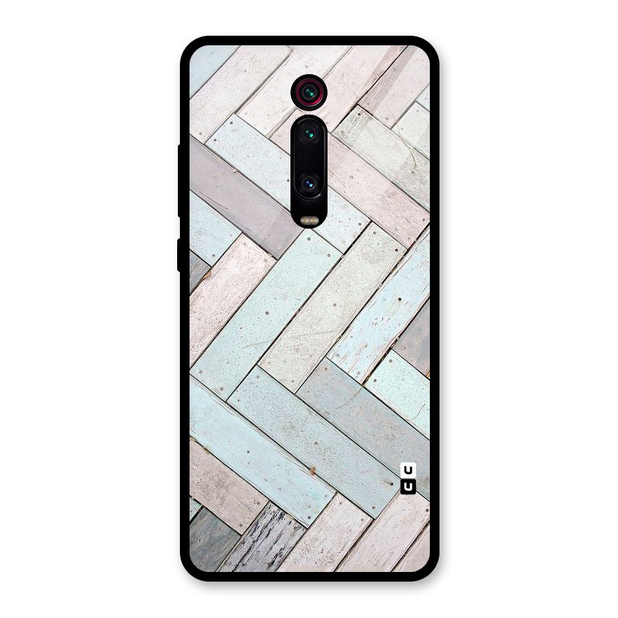 Wooden ZigZag Design Glass Back Case for Redmi K20 Pro