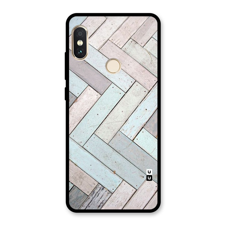 Wooden ZigZag Design Glass Back Case for Redmi Note 5 Pro