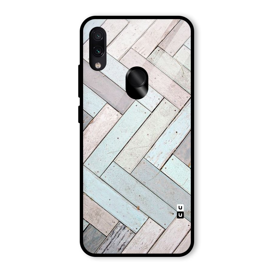 Wooden ZigZag Design Glass Back Case for Redmi Note 7