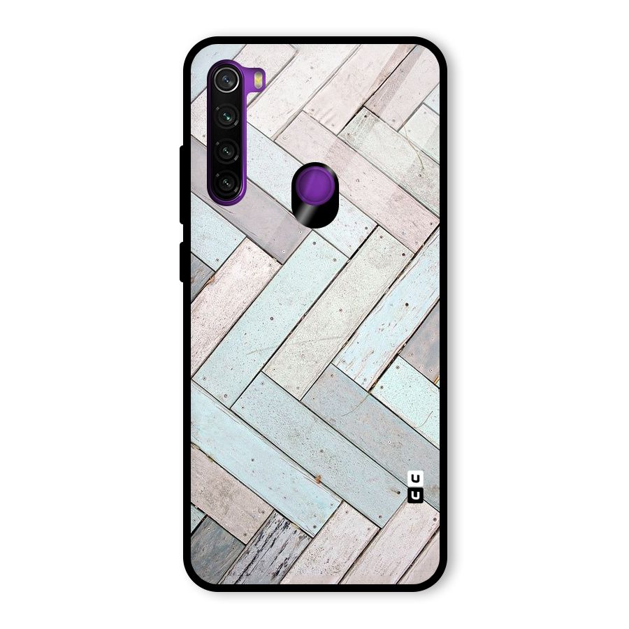 Wooden ZigZag Design Glass Back Case for Redmi Note 8