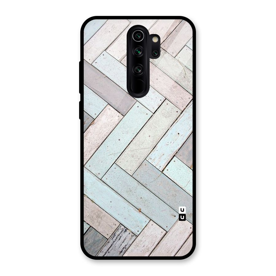 Wooden ZigZag Design Glass Back Case for Redmi Note 8 Pro