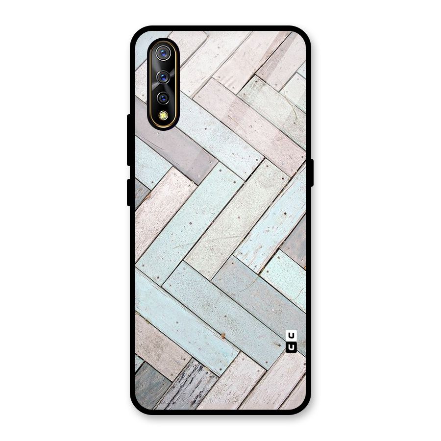 Wooden ZigZag Design Glass Back Case for Vivo S1