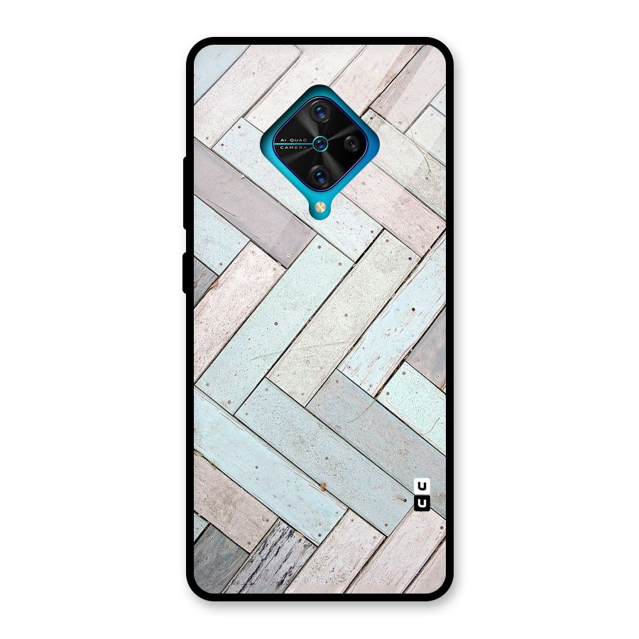 Wooden ZigZag Design Glass Back Case for Vivo S1 Pro