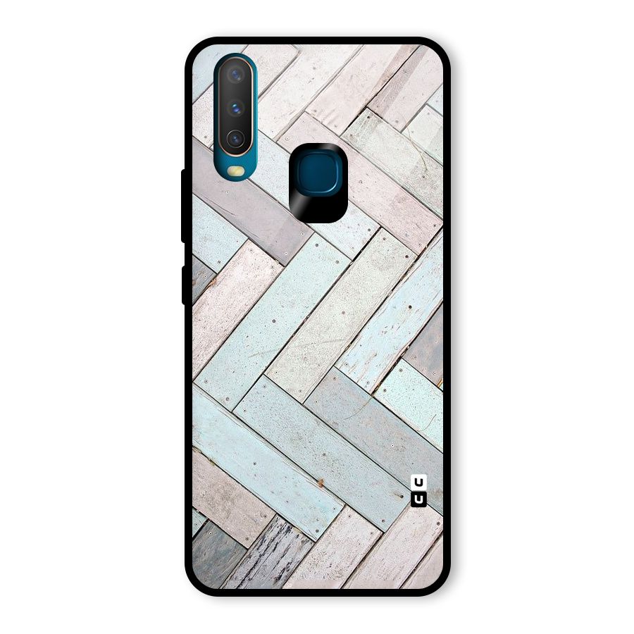 Wooden ZigZag Design Glass Back Case for Vivo U10
