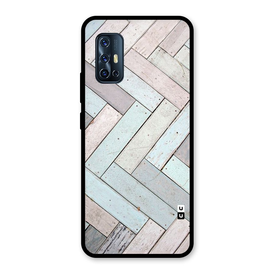 Wooden ZigZag Design Glass Back Case for Vivo V17