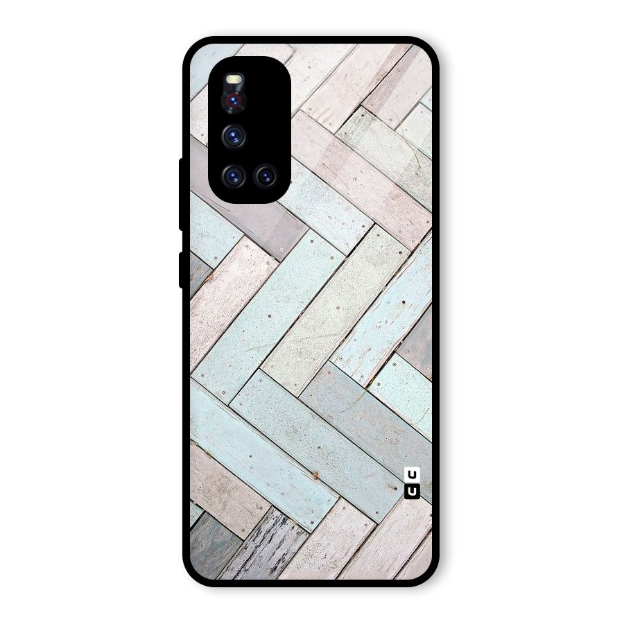 Wooden ZigZag Design Glass Back Case for Vivo V19