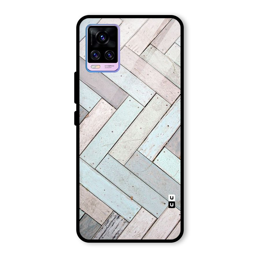 Wooden ZigZag Design Glass Back Case for Vivo V20 Pro