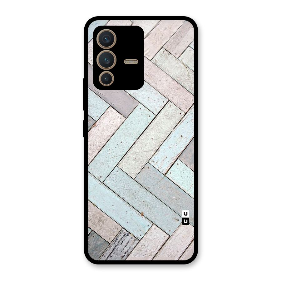 Wooden ZigZag Design Glass Back Case for Vivo V23 5G