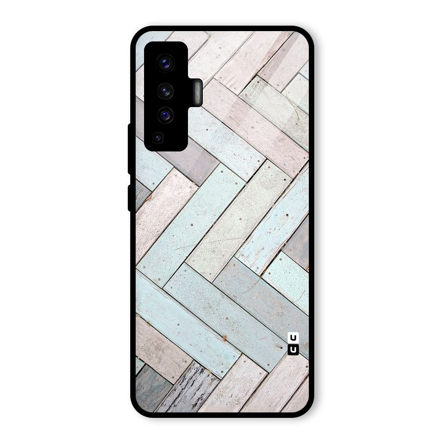 Wooden ZigZag Design Glass Back Case for Vivo X50