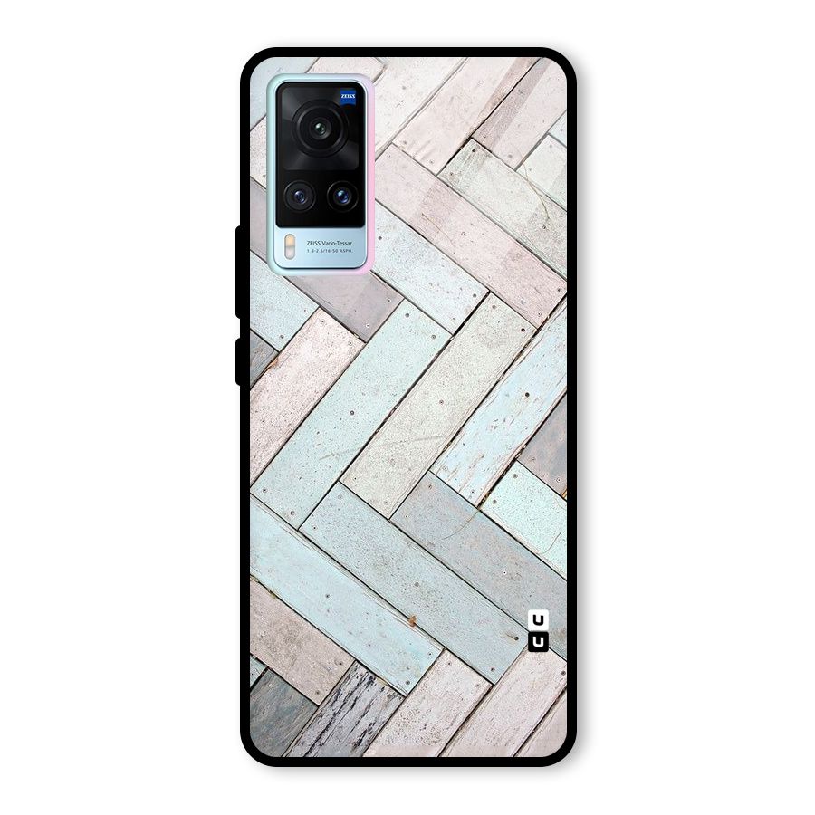 Wooden ZigZag Design Glass Back Case for Vivo X60