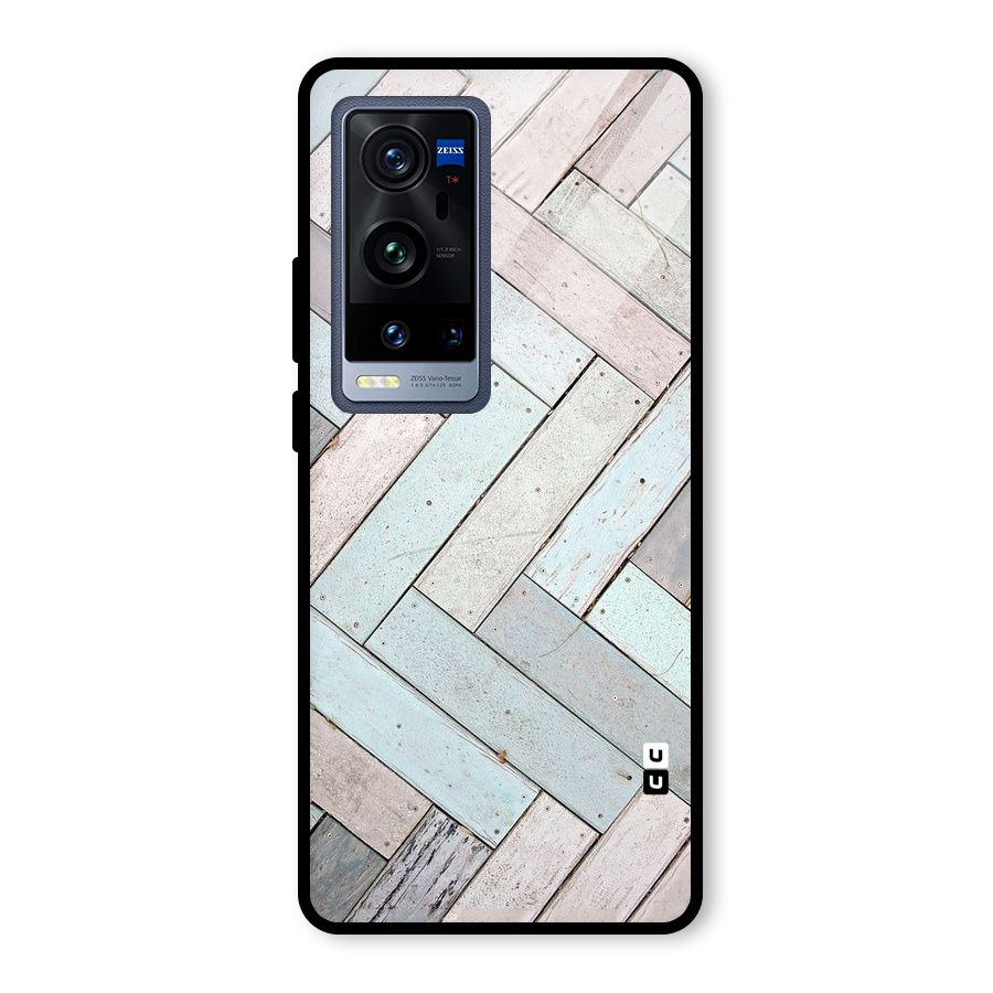 Wooden ZigZag Design Glass Back Case for Vivo X60 Pro Plus