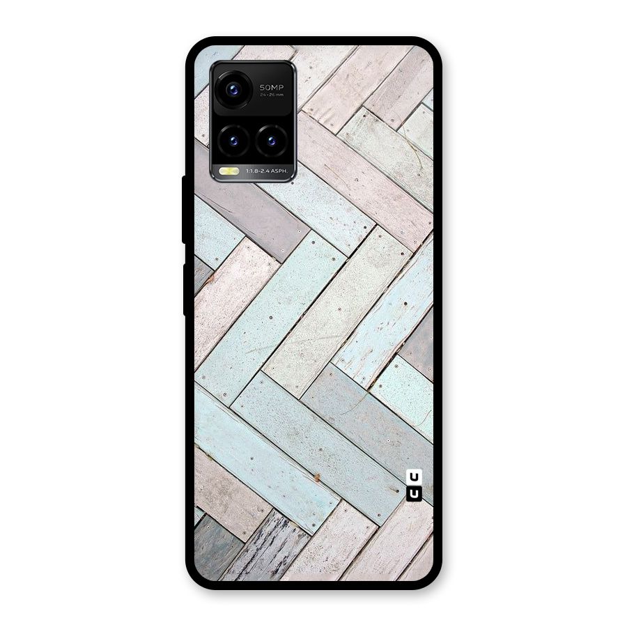 Wooden ZigZag Design Glass Back Case for Vivo Y21T