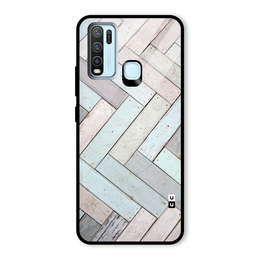 Wooden ZigZag Design Glass Back Case for Vivo Y30