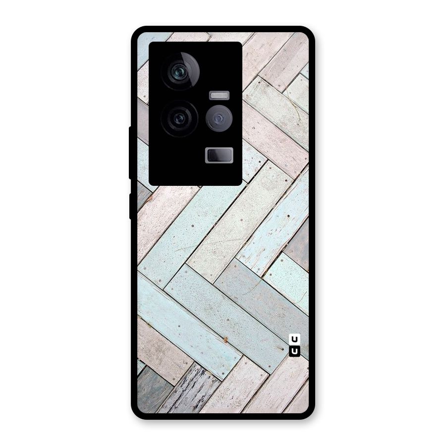 Wooden ZigZag Design Glass Back Case for Vivo iQOO 11 5G