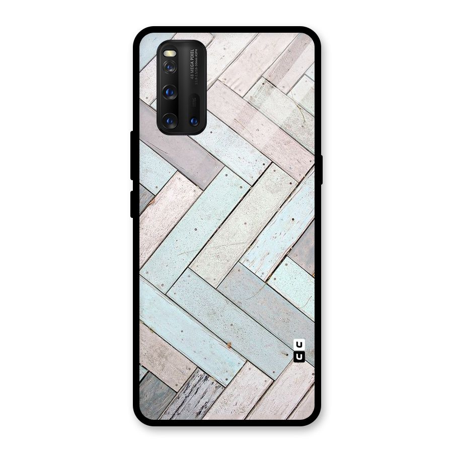 Wooden ZigZag Design Glass Back Case for Vivo iQOO 3