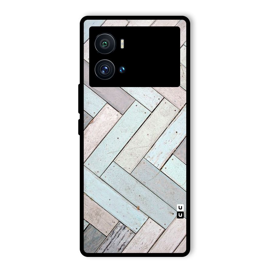 Wooden ZigZag Design Glass Back Case for Vivo iQOO 9 Pro