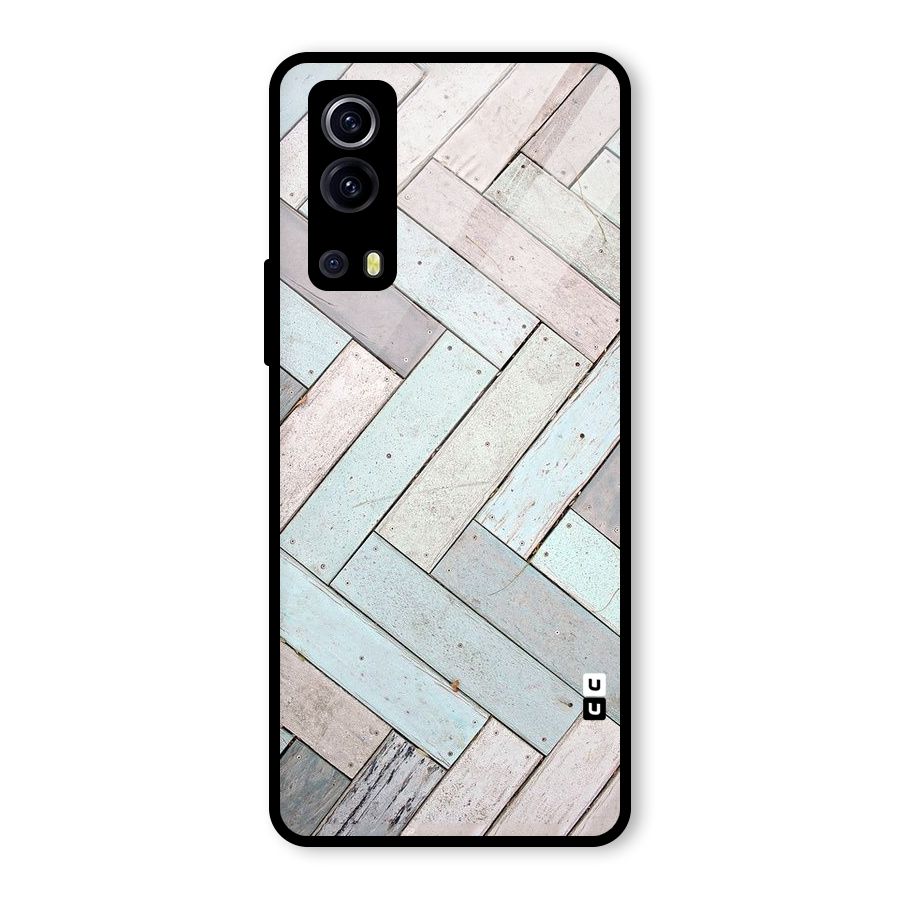 Wooden ZigZag Design Glass Back Case for Vivo iQOO Z3
