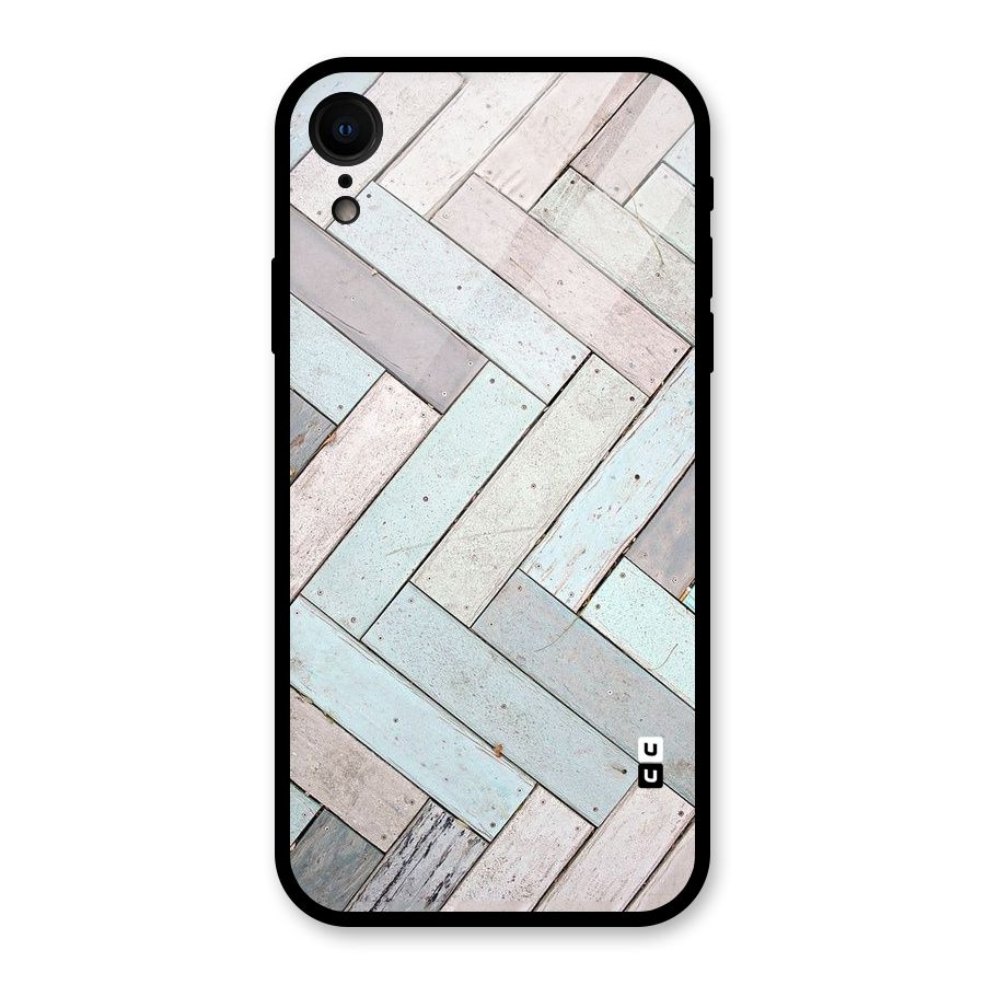 Wooden ZigZag Design Glass Back Case for XR