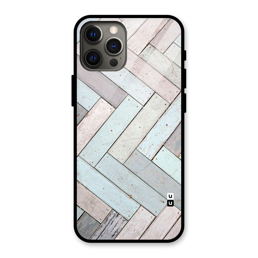 Wooden ZigZag Design Glass Back Case for iPhone 12 Pro Max