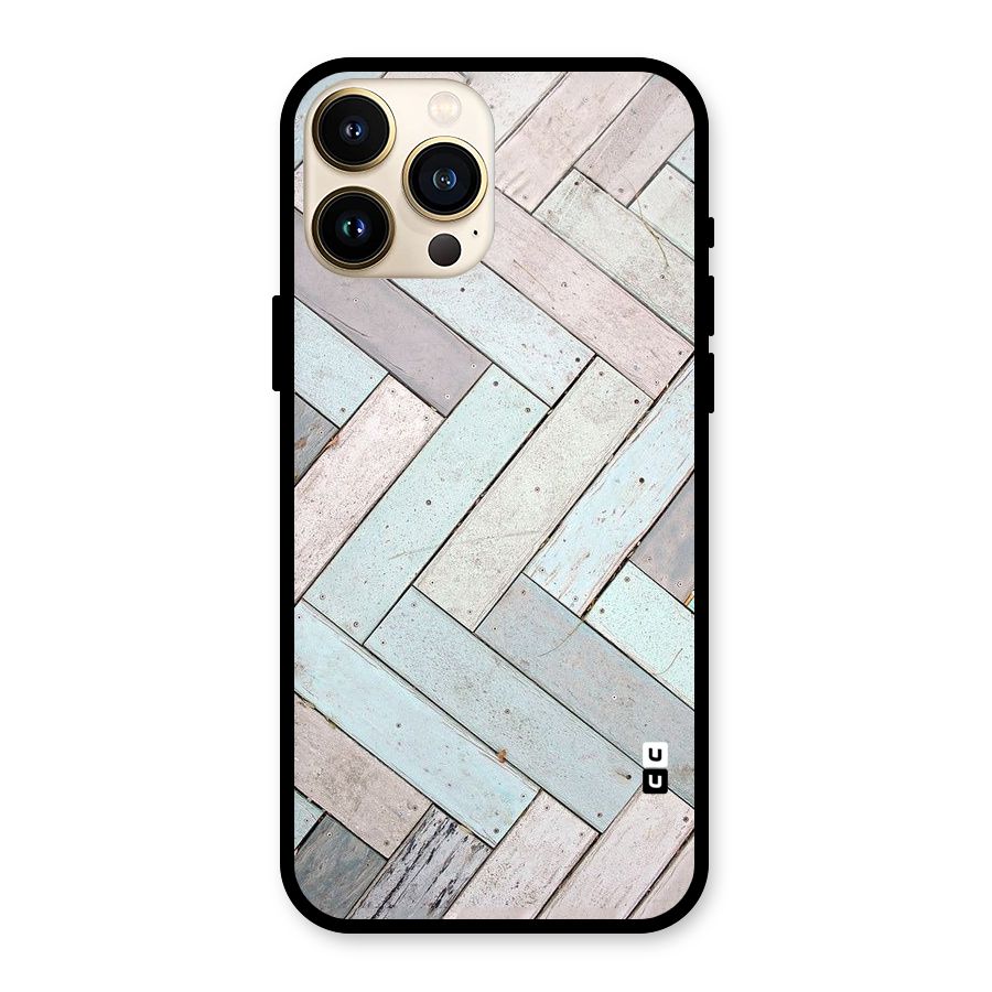 Wooden ZigZag Design Glass Back Case for iPhone 13 Pro Max