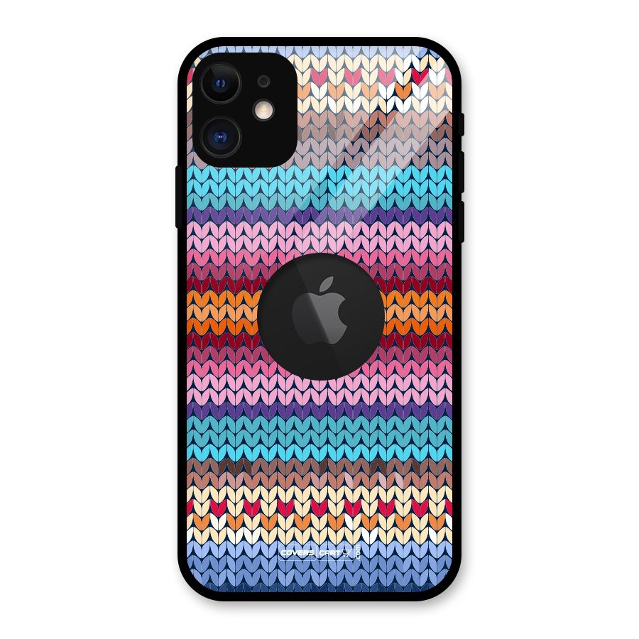 Woolen Glass Back Case for iPhone 11 Logo Cut