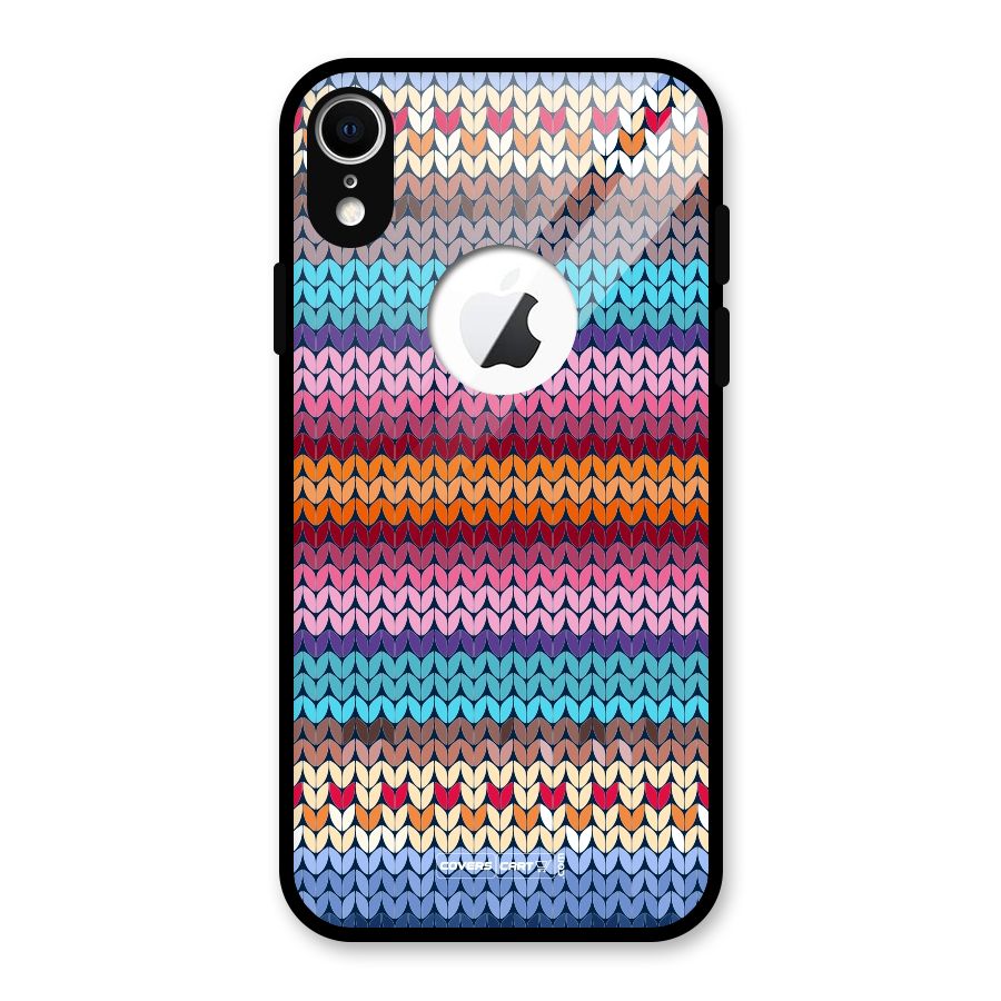 Woolen Glass Back Case for iPhone XR Logo Cut
