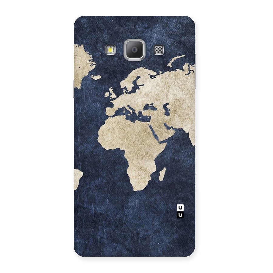 World Map Blue Gold Back Case for Galaxy A7
