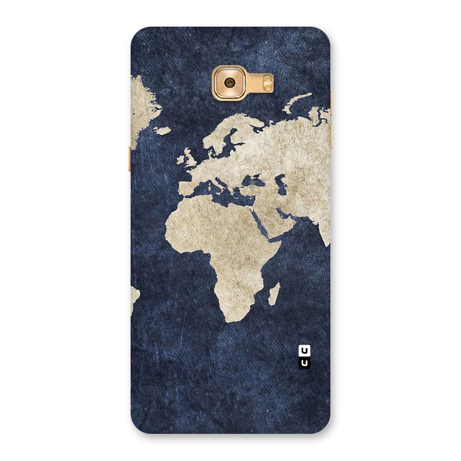 World Map Blue Gold Back Case for Galaxy C9 Pro
