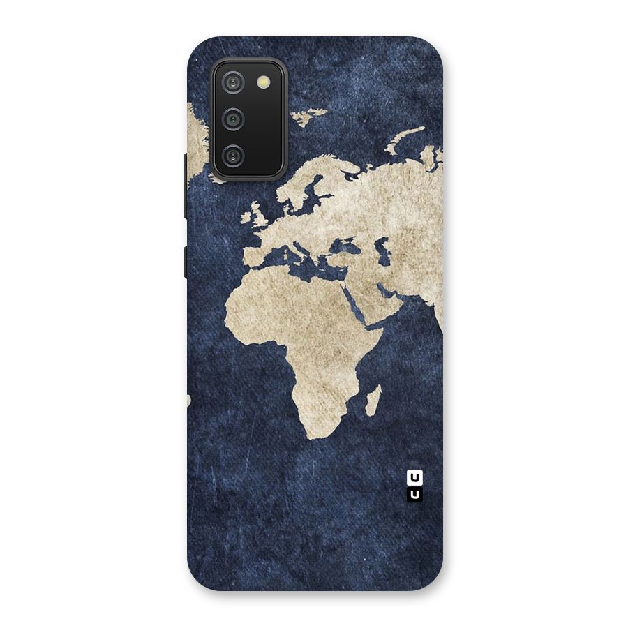 World Map Blue Gold Back Case for Galaxy M02s