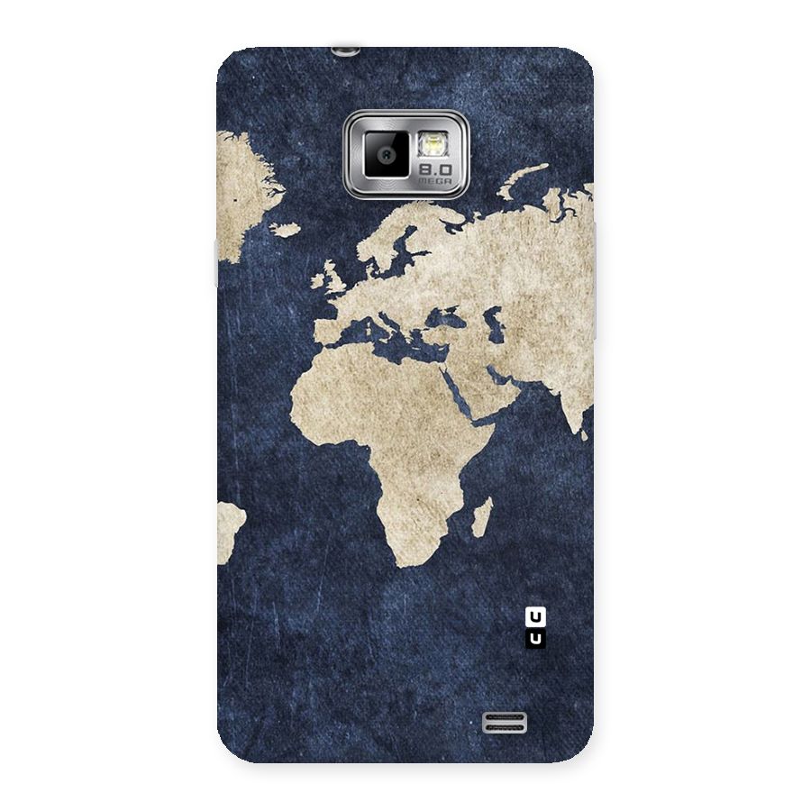 World Map Blue Gold Back Case for Galaxy S2