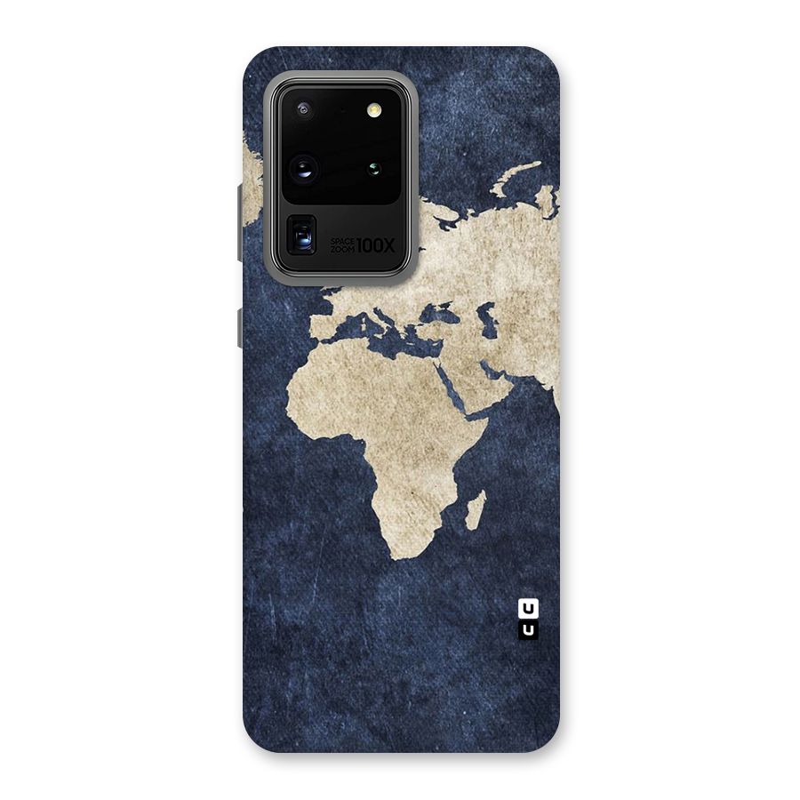 World Map Blue Gold Back Case for Galaxy S20 Ultra