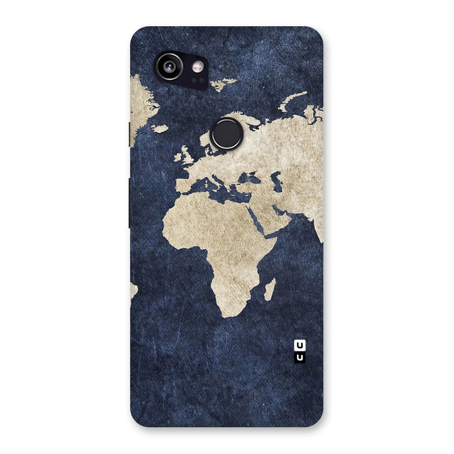 World Map Blue Gold Back Case for Google Pixel 2 XL