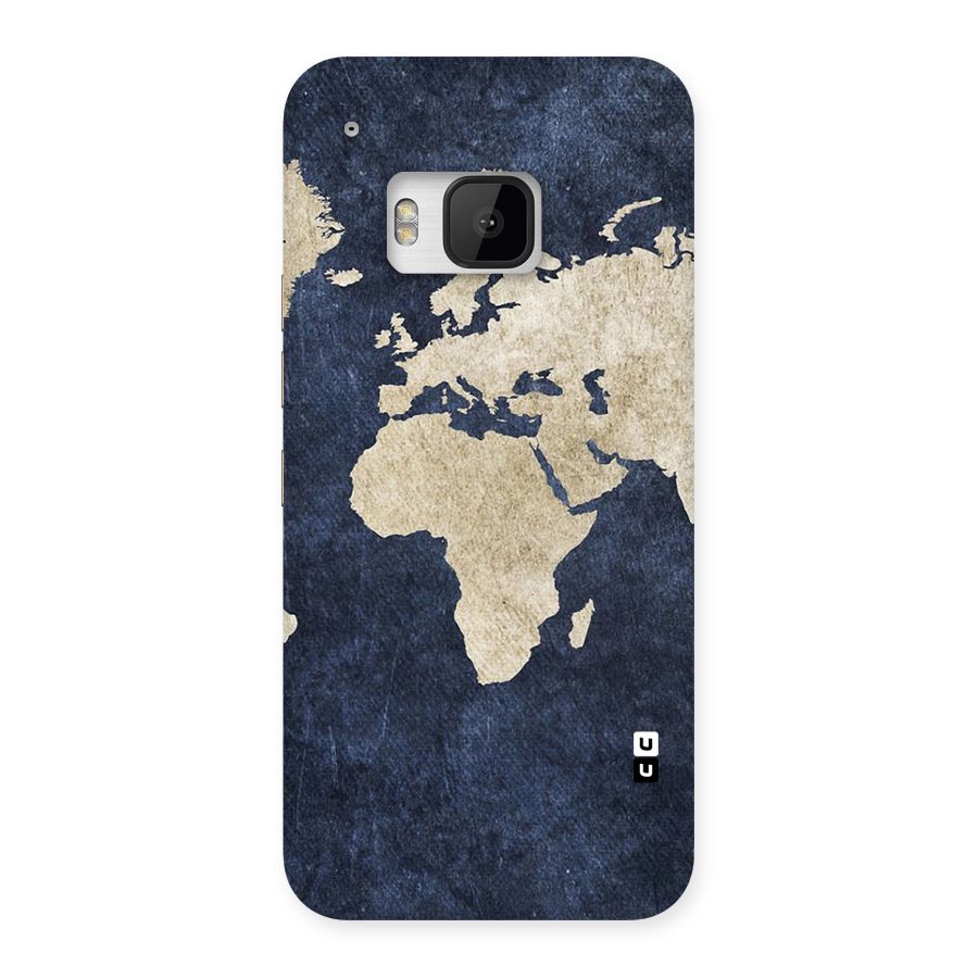 World Map Blue Gold Back Case for HTC One M9