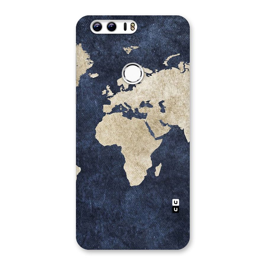 World Map Blue Gold Back Case for Honor 8