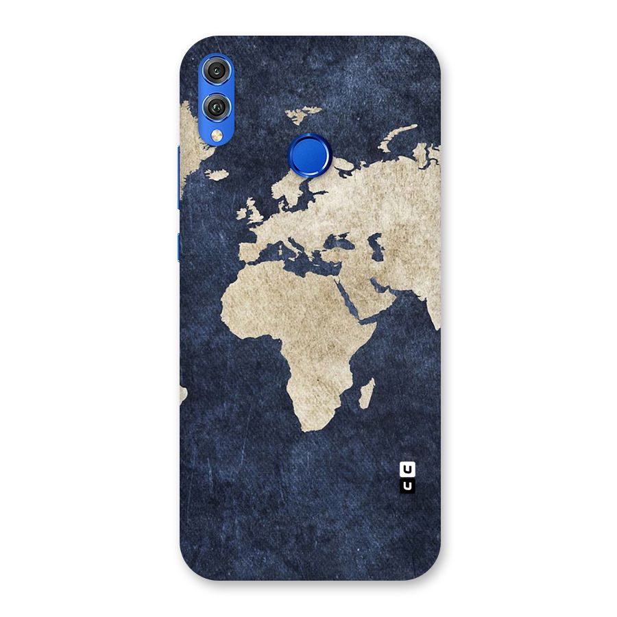 World Map Blue Gold Back Case for Honor 8X