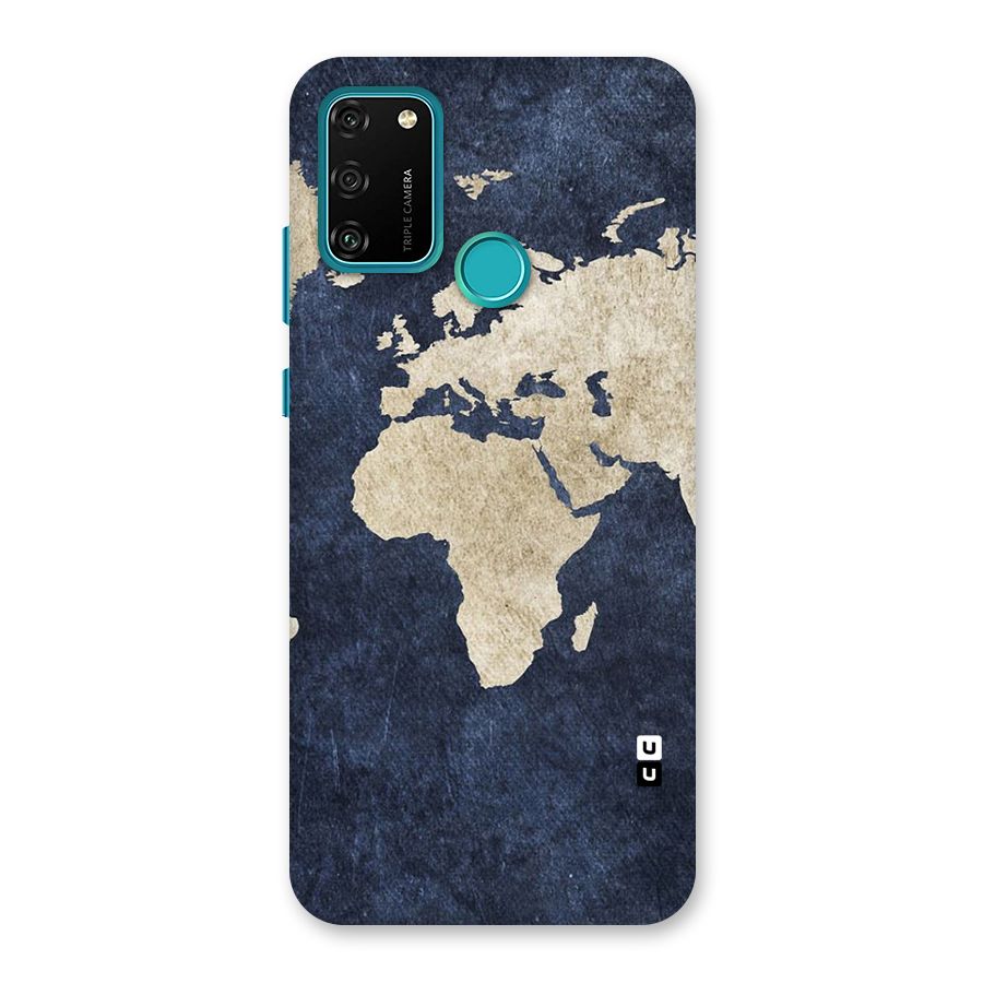 World Map Blue Gold Back Case for Honor 9A