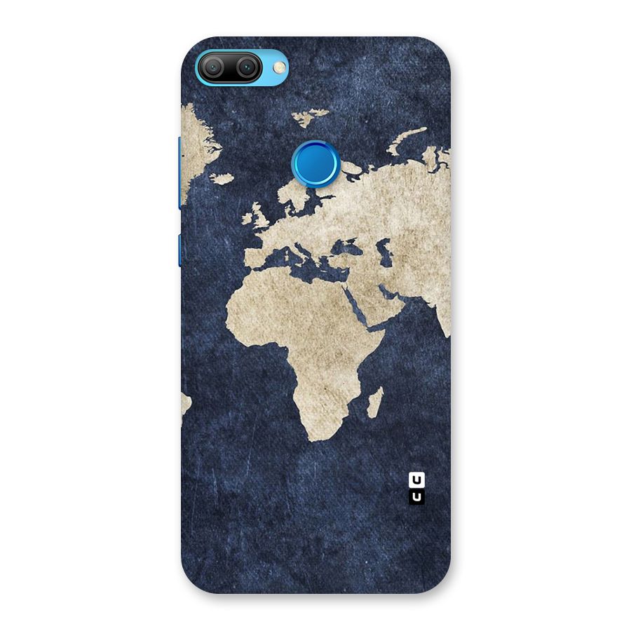 World Map Blue Gold Back Case for Honor 9N