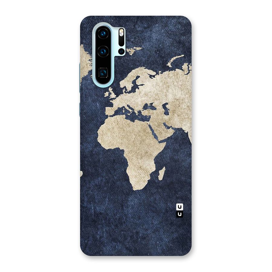 World Map Blue Gold Back Case for Huawei P30 Pro