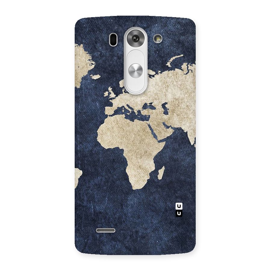World Map Blue Gold Back Case for LG G3 Beat