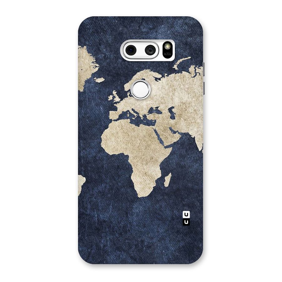 World Map Blue Gold Back Case for LG V30