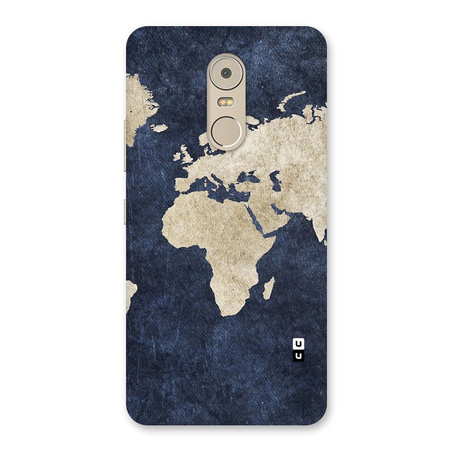 World Map Blue Gold Back Case for Lenovo K6 Note