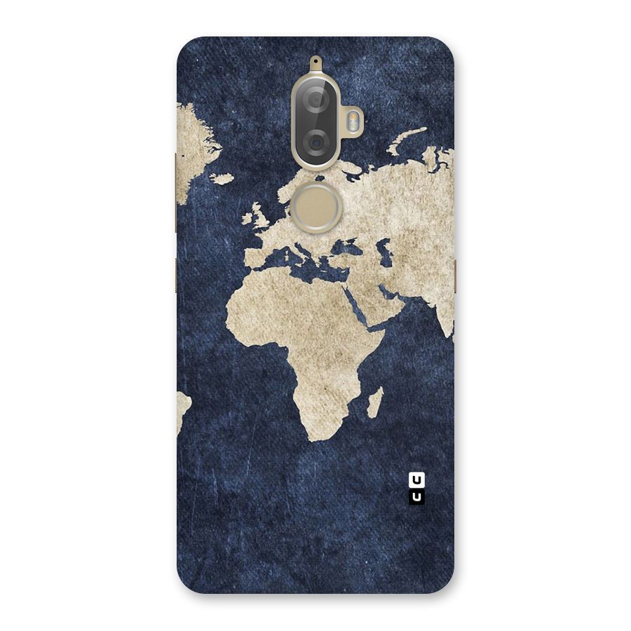 World Map Blue Gold Back Case for Lenovo K8 Plus