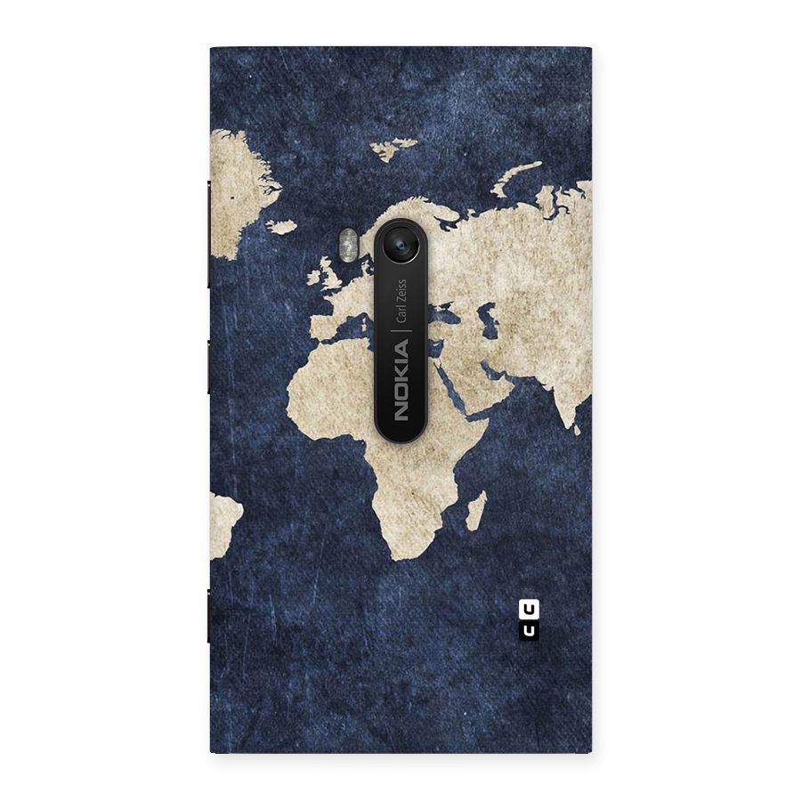 World Map Blue Gold Back Case for Lumia 920