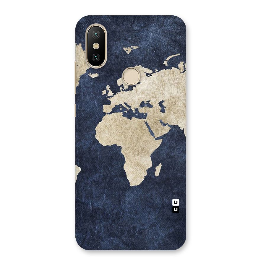 World Map Blue Gold Back Case for Mi A2