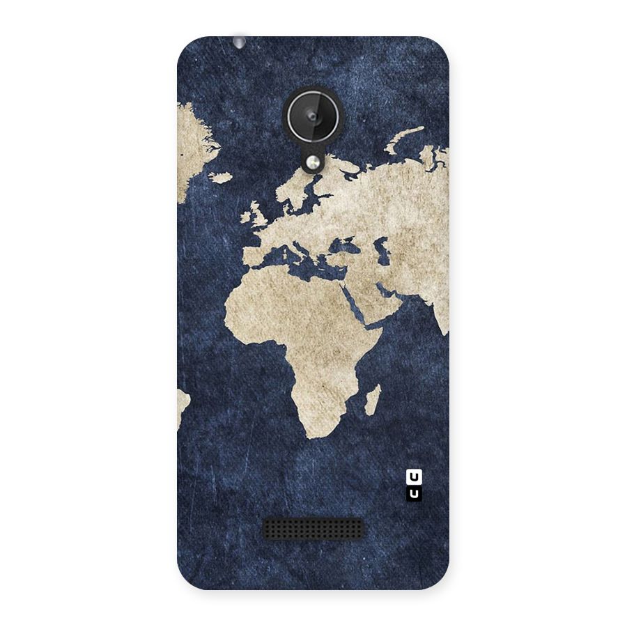World Map Blue Gold Back Case for Micromax Canvas Spark Q380