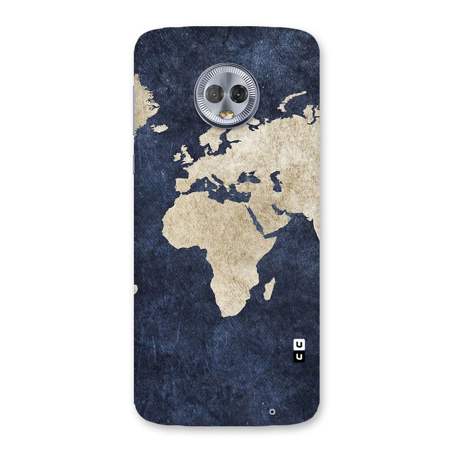 World Map Blue Gold Back Case for Moto G6 Plus