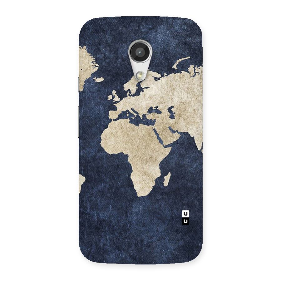 World Map Blue Gold Back Case for Moto G 2nd Gen