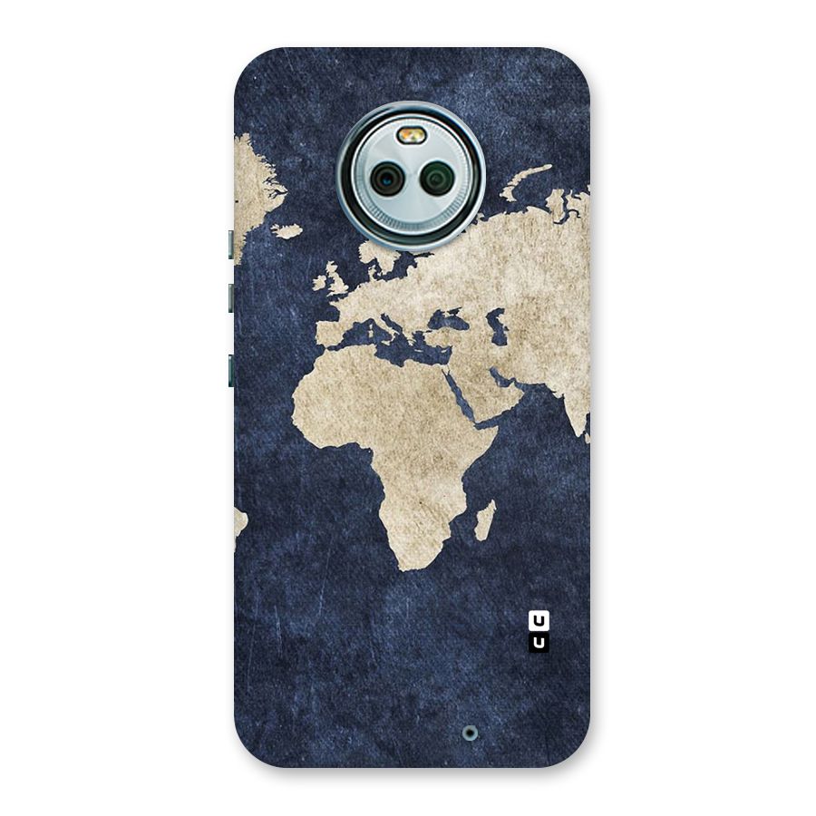World Map Blue Gold Back Case for Moto X4